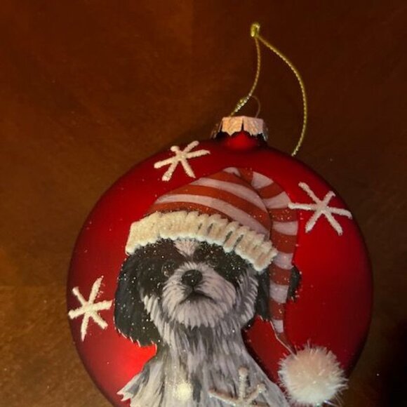 Shih Tzu Hand-Painted Christmas Ornaments Set Of 2 By Kurt Adler dog lovers - Picture 5 of 5